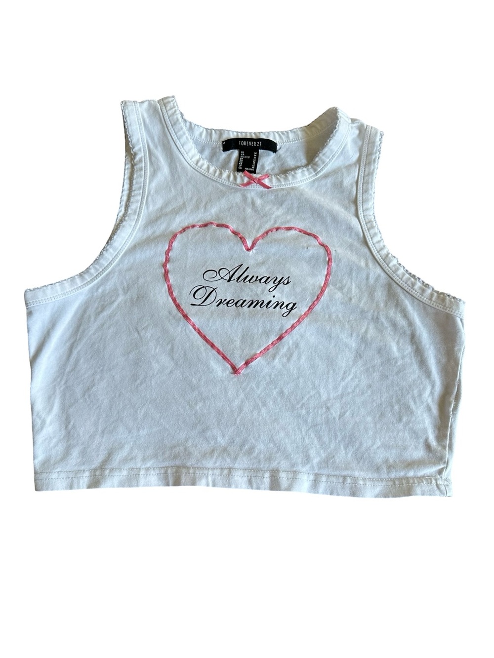 Forever 21 White Tee with Pink Satin Bow